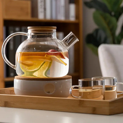 Jarra De Vidrio Con Tapa Bambu Diseño Glass Pettish Online - comprar online