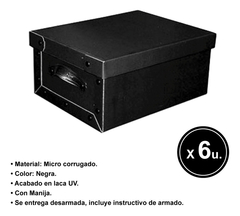 Caja Baulera Organizadora Mediana Negra Pack X6 Con Manija en internet