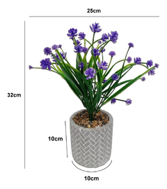 Maceta Cemento Decorativa Con Planta Artificial Pettish - tienda online