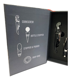 Kit Set Vino Regalo Accesorios Sacacorcho Caja Metal Pettish - comprar online