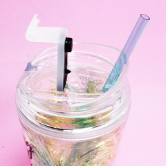 Vaso Acrilico Frases Moda Brillo Tapa Colores Pettish Online - Pettish Bazar