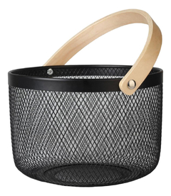 Canasto Metal Organizador Con Manija Madera Pettish Online - tienda online