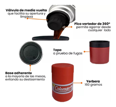 Termo Coleman Acero Inoxidable 700ml + Yerbera 900cc Matero