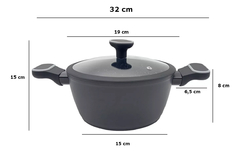 Cacerola Induccion Antiadherente 18 Cm Granito Negro Carol - comprar online