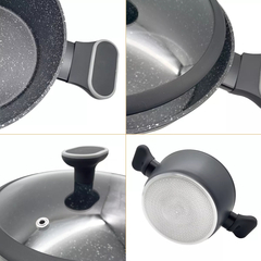 Cacerola Induccion Antiadherente 26cm Granito Negro Carol - Pettish Bazar