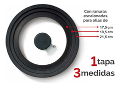 Tapa Vidrio Silicona Multi 18 20 22 Cm Olla Sarten Pettish - comprar online