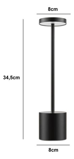 Lampara Velador Luz Led Recargable Usb Tactil Metal Pettish