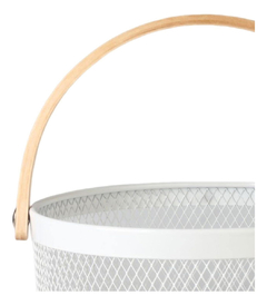 Canasto Metal Organizador Con Manija Madera Pettish Online - comprar online