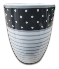 Jarro Mug Taza Conica Rayada Puntos Cafe Ceramica en internet
