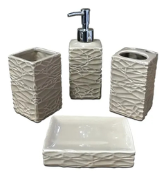 Set Baño Ceramica Ducha Hogar Dispenser Jabonera Vaso Deco Ondas en internet
