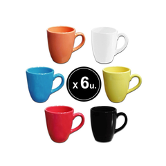 Jarro Mug Ceramica Bombe Taza Color Pack x6