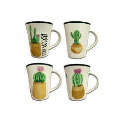Jarro Mug Taza Conica Cactus Asa Ceramica