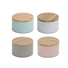 Lata Diseño Deco Redonda Tapa Madera Colores - Pettish Bazar