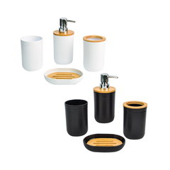 Set Accesorios Baño Diseño Bambu Dispenser Jabon - tienda online