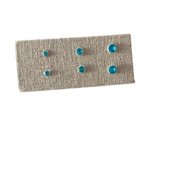 Trio de Brinco Azul Claro Prata 925