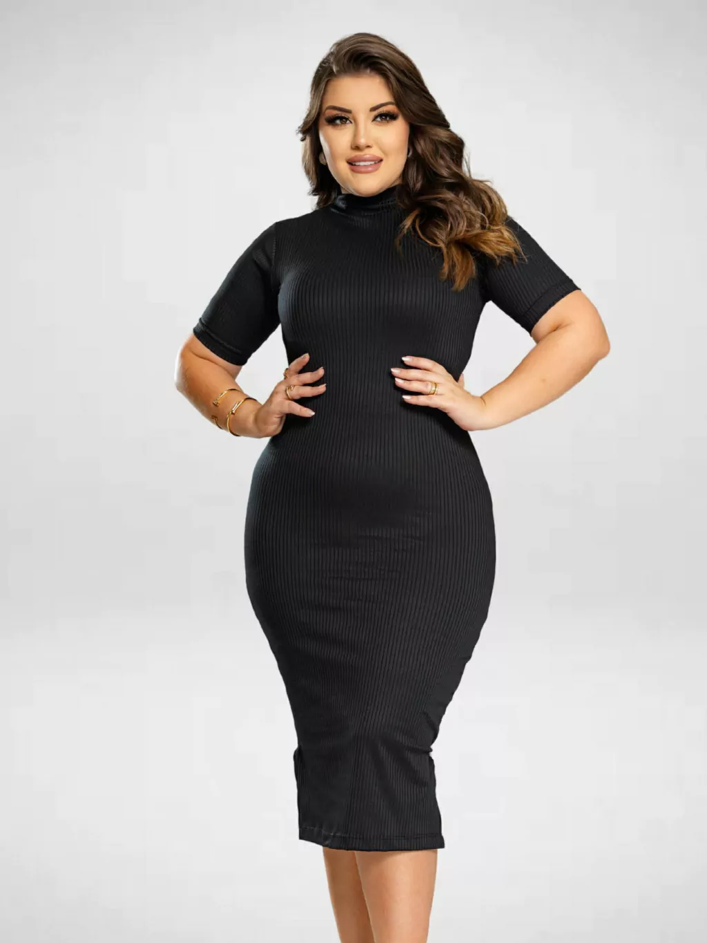 vestido mídi gola alta liso - para gestantes ou não. Moda evangélica