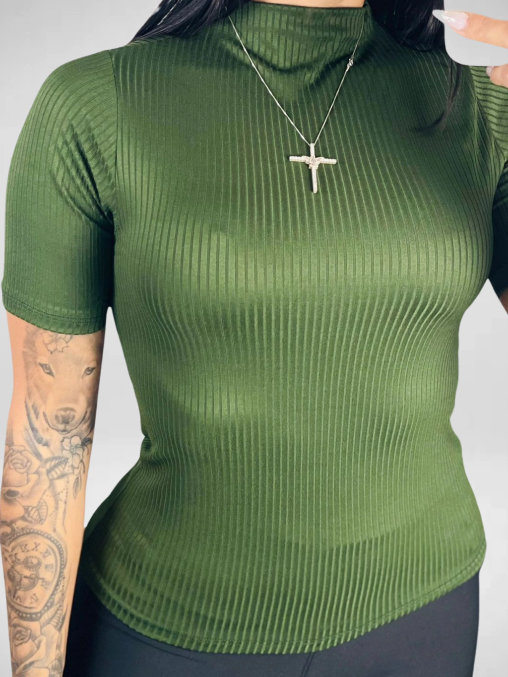 Blusa Feminina Basica Manga Curta Gola Alta Moda Evangelica