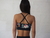 Tops Calafate - Floreado Base negro con franja lisa