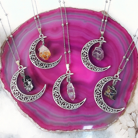 Colares Lua com Pedras Naturais