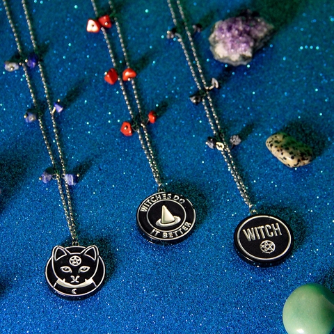 Colares Witches com pedras naturais