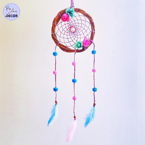 Filtro dos sonhos floral com pom pom