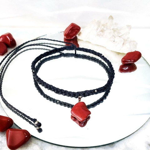 Choker crochê com Jaspe Vermelho