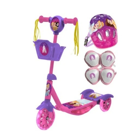 Monopatin Disney Princesa+Kit de proteccion Lila y rosa