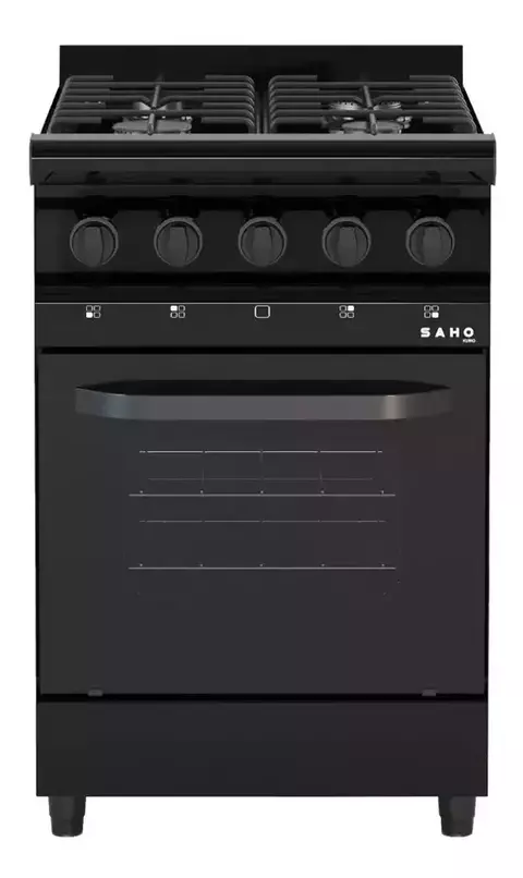 Cocina Morelli Saho Semi Industrial 4 Hornallas Negra Con Visor