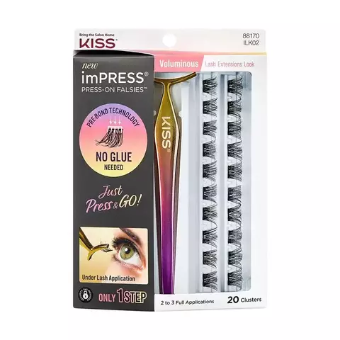 Cílios Autocolantes imPRESS Press-on Falsies Voluminous (20 conjuntos com aplicador) KISS NEW YORK