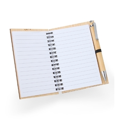 Caderno de Bambu com Caneta - MiHa Brindes 