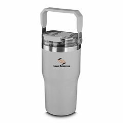Copo Térmico de Inox 650ml com Tampa, Alça e Trava de Segurança