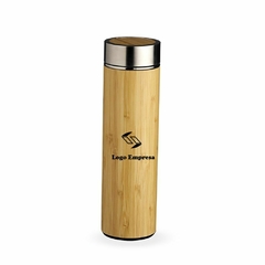 Garrafa Térmica de Bambu e Inox 500ml com Infusor – Conserva Temperatura
