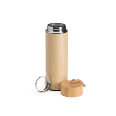 Garrafa Térmica 400ml de Bambu e Inox com Infusor e Alça Embutida - comprar online