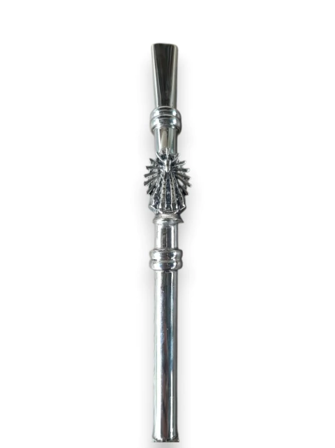 Bombilla Artesanal de Alpaca "Virgen de Luján" - comprar online