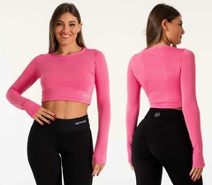 CROP TOP MANGA LARGA NEWOD (ROSA)
