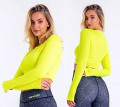 CROP TOP MANGA LARGA NEWOD (AMARILLO FLUOR)