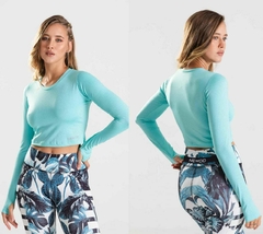 CROP TOP MANGA LARGA NEWOD (VERDE AGUA)