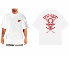 REMERA OVERSIZE FUARK (RUSED BY WOLES WHITE-RED)