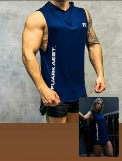 MUSCULOSA HOODIE CON CAPUCHA UNISEX - (FUARK AEST-AZUL)