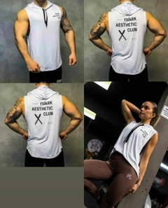 MUSCULOSA HOODIE CON CAPUCHA UNISEX - (FUARK AESTHETIC CLUB ESPADAS- BLANCA)