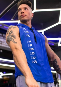 MUSCULOSA HOODIE CON CAPUCHA UNISEX - (FUARK ARMOUR AZUL)