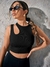 Cropped Feminino Recorte No Ombro Estiloso Moda