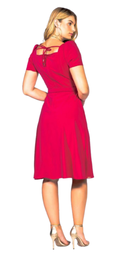 Vestido em crepe com prega no busto - Mulher Modesta Moda Evangélica Feminina 