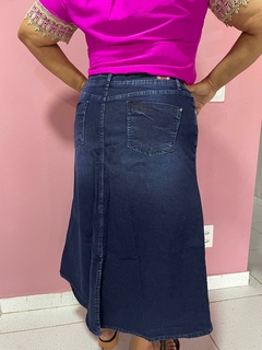 Saia Evasê Jeans Escuro