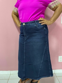 Saia Evasê Jeans Escuro - comprar online