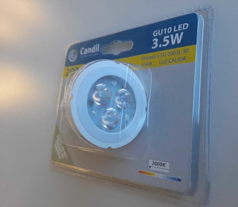 PACK X 10 UNIDADES LAMPARA GU10 LED 3,5W LUZ CALIDA 3000K