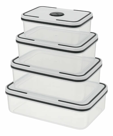 Conjunto 4 Potes Herméticos Quadrado de Plástico Com Tampa