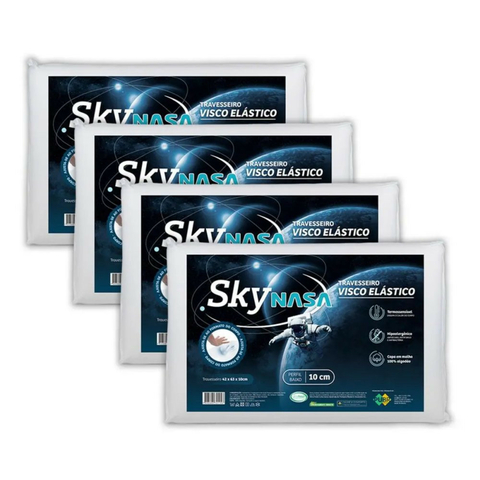 Kit 4 Travesseiros Viscoelástico Basic Sky