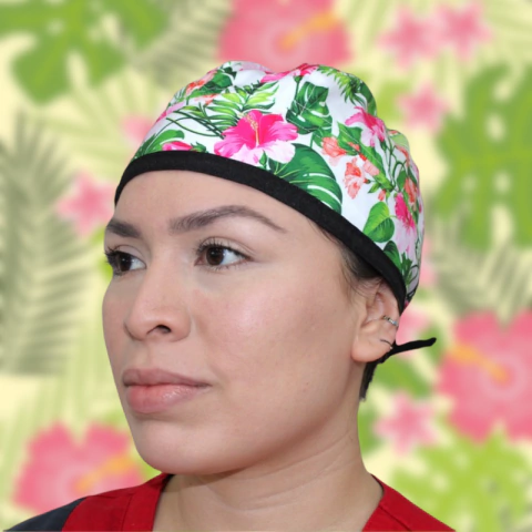 Gorro Quirúrgico Flores Rosadas