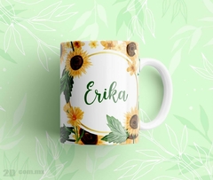 Taza flores con nombre